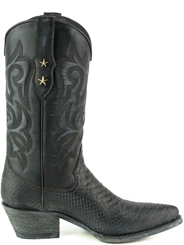 Boots Lady Cowboy Model Alabama 2524 Black Washed |Cowboy Boots Europe