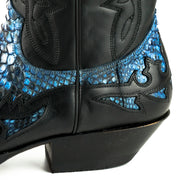 Boots Cowboy Country and Western Men's and Women's 1935 C Mex Crazy Old Black Natural Blue