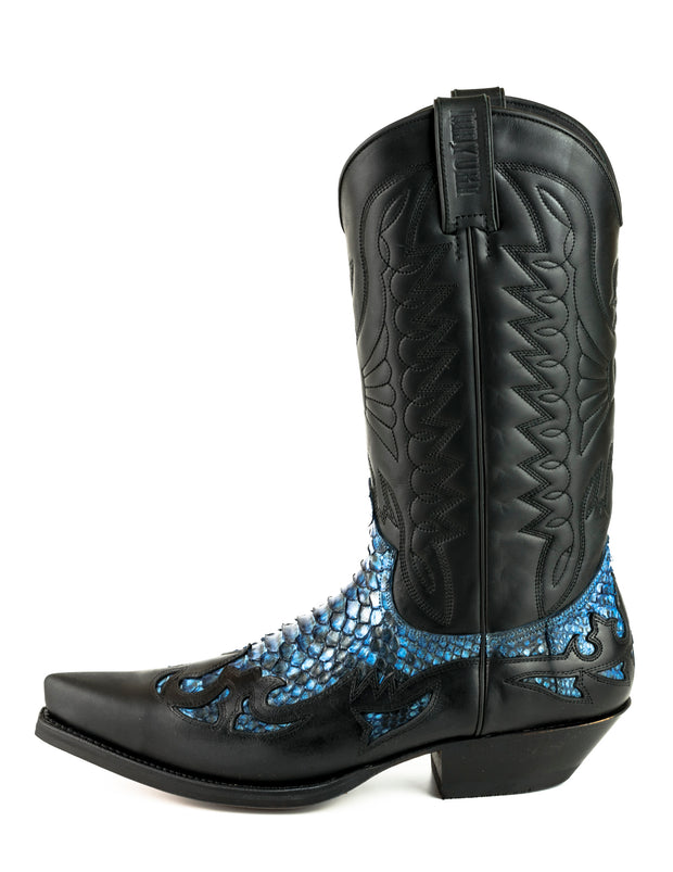 Boots Cowboy Country and Western Men's and Women's 1935 C Mex Crazy Old Black Natural Blue