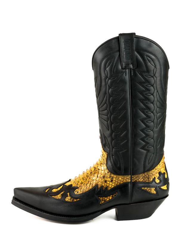 Boots Cowboy Country and Western Men's and Women's 1935 C Mex Crazy Old Black Natural Yellow