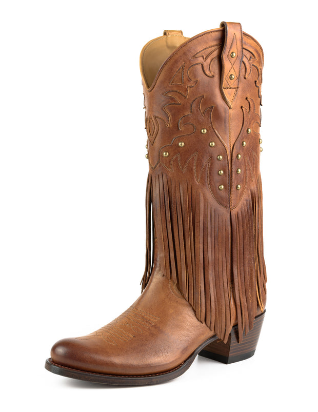 Women Cowboy Country and Western Boots with Fringes 2475 FADO CUERO