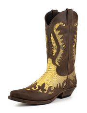 Boots Cowboy Men's Leather Brown and Yellow Desert 2567