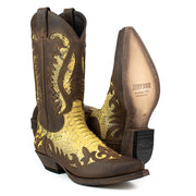 Boots Cowboy Men's Leather Brown and Yellow Desert 2567