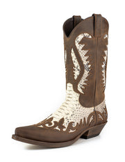 Boots Cowboy Men's Leather Brown and White Desert 2567