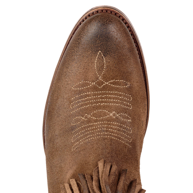 Brown Women's Cowboy Boots with Fringes 2475 Leather