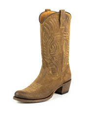 Brown Women Cowboy Country and Western Boots Leather 2526 